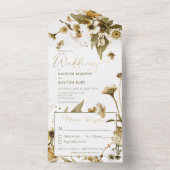 Landelijke zomerse wilde bloemen & Madeliefjes din All In One Uitnodiging (Binnen)