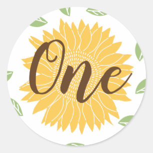 Landelijke Zonnebloem Baby's 1e Verjaardag Ronde Sticker