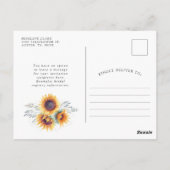 Landelijke Zonnebloem Bloei | Bruidsfeest Bloemen Briefkaart (Achterkant)