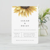 Landelijke Zonnebloem Bloemige Trouw Uitnodiging (Staand voorkant)
