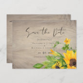 Landelijke Zonnebloem Bosbruiloft Save the Date Briefkaart (Voorkant / Achterkant)