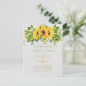 Landelijke Zonnebloem Bruidsdiner Ampersand Koppel Briefkaart (Staand voorkant)