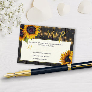 Landelijke zonnebloem bruiloft elegante RSVP Informatiekaartje