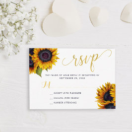 Landelijke zonnebloem bruiloft elegante RSVP Informatiekaartje