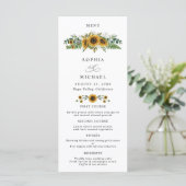 Landelijke Zonnebloem Bruiloft Menu (Staand voorkant)