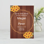 Landelijke Zonnebloem Bruiloft Save The Date (Staand voorkant)