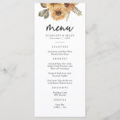 Landelijke Zonnebloem Bruiloftsmenu Menu (Voorkant)
