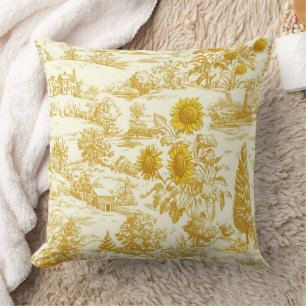 Landelijke zonnebloem countryside toile in warme t kussen
