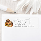 Landelijke zonnebloem cowboyhoed retouradres etiket (Insitu)