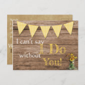 Landelijke zonnebloem en geruit bruidsmeisje uitno uitnodiging briefkaart (Voorkant / Achterkant)