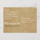 Landelijke zonnebloem en geruit bruidsmeisje uitno uitnodiging briefkaart (Achterkant)