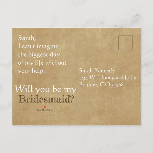 Landelijke zonnebloem en geruit bruidsmeisje uitno uitnodiging briefkaart (Achterkant)