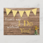 Landelijke zonnebloem en geruit bruidsmeisje uitno uitnodiging briefkaart (Voorkant)