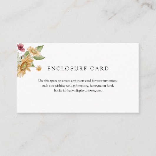 Landelijke Zonnebloem Envelopkaart Informatiekaartje (Voorkant)