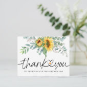 Landelijke Zonnebloem Eucalyptus Baby Shower Bedan Briefkaart (Staand voorkant)