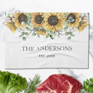 Landelijke Zonnebloem Eucalyptus Bloem Botanisch Theedoek