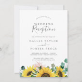 Landelijke Zonnebloem Eucalyptus Trouwreceptie Kaart (Voorkant)