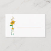 Landelijke zonnebloem gele bloemige bruiloft parti plaatskaartje (Voorkant)