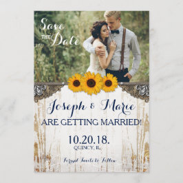 Landelijke Zonnebloem Kant & Jute Huwelijkskaart Kaart