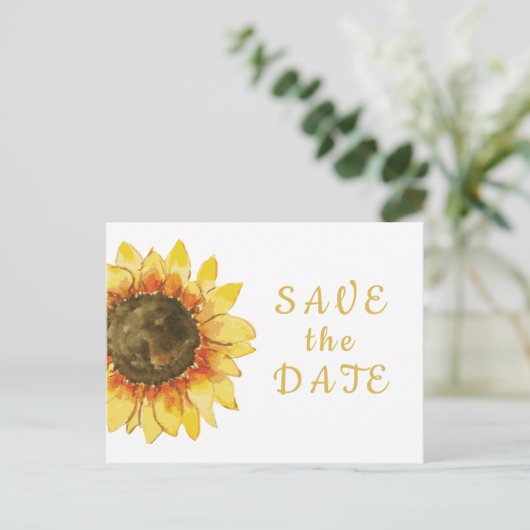 Landelijke zonnebloem. Landelijke bruiloft Save t Uitnodiging Briefkaart (Staand voorkant)