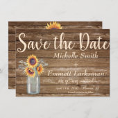 Landelijke Zonnebloem LandStijl Houten Save the Da Save The Date (Voorkant / Achterkant)
