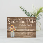 Landelijke Zonnebloem LandStijl Houten Save the Da Save The Date (Staand voorkant)