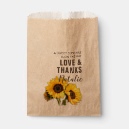 Landelijke Zonnebloem Liefde en Dank Baby Shower Bedankzakje