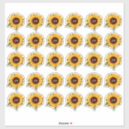 Landelijke Zonnebloem Monogrammering Envelope Zege Sticker