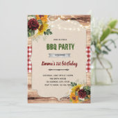 Landelijke zonnebloem roos bbq thema kaart (Staand voorkant)