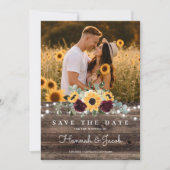 Landelijke Zonnebloem Rozen Bruiloft Save The Date (Voorkant)