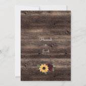 Landelijke Zonnebloem Rozen Bruiloft Save The Date (Achterkant)