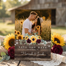Landelijke Zonnebloem Rozen Bruiloft Save The Date
