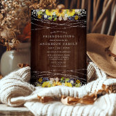 Landelijke Zonnebloem Slingerlichten Friendsgiving Kaart