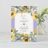 Landelijke Zonnebloem Slingerlichten Lavendel Brui Kaart (Staand voorkant)