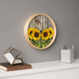 Landelijke Zonnebloem Wandklok