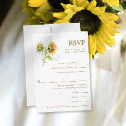 Landelijke Zonnebloem Waterverf RSVP-reactiekaart RSVP Kaartje