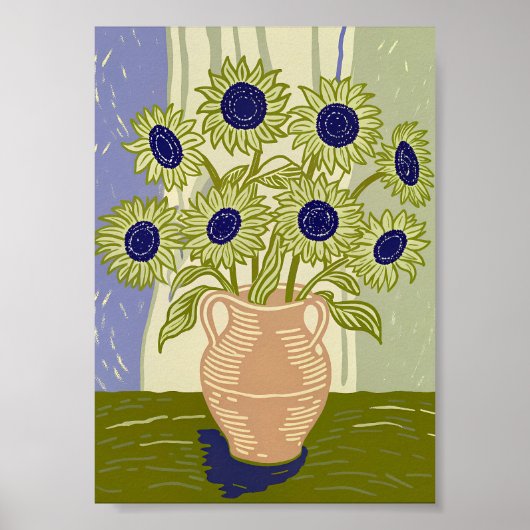 Landelijke zonnebloemboeket in terracotta pot poster (Voorkant)