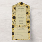 Landelijke zonnebloemen all in one uitnodiging (Binnen)