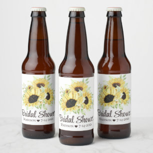 Landelijke zonnebloemen Aquarel Bloem Bruidsdouche Bier Etiket