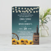 Landelijke zonnebloemen Blauwgroen Ombre Rustic We Kaart (Staand voorkant)