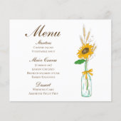 Landelijke Zonnebloemen Boho Rustieke Trouwmenu (Voorkant)