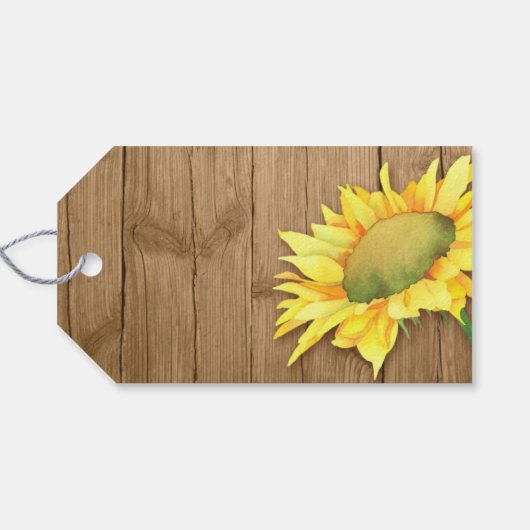 Landelijke zonnebloemen bruiloft cadeaulabel (Achterkant Horizontaal)