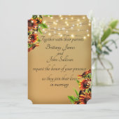 Landelijke zonnebloemen bruiloft kaart (Staand voorkant)