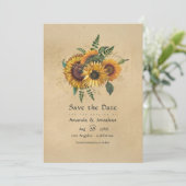 Landelijke Zonnebloemen Bruiloft Save The Date (Staand voorkant)