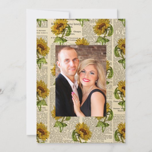 Landelijke Zonnebloemen Bruiloft Save The Date (Achterkant)