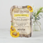 Landelijke zonnebloemen en Baby shower van bijtend Kaart (Staand voorkant)