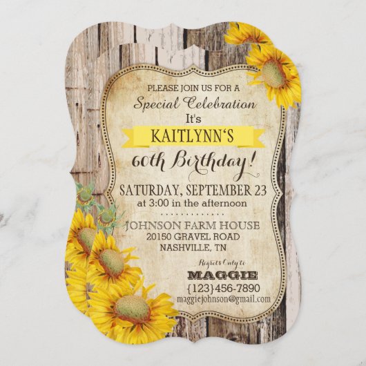 Landelijke zonnebloemen en Rustige houtdag Kaart (Voorkant / Achterkant)