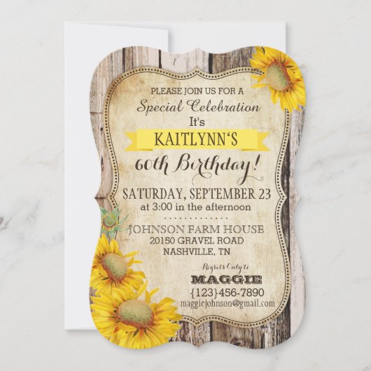 Landelijke zonnebloemen en Rustige houtdag Kaart (Voorkant)