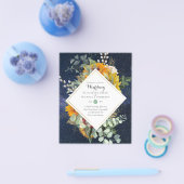 Landelijke zonnebloemen eucalyptus groen huwelijks flyer (Enkel)