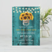 Landelijke zonnebloemen Jar Rustic Blauwgroen Barn Kaart (Staand voorkant)